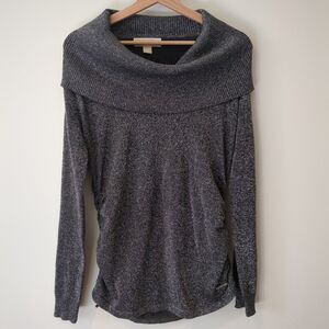 Michael Michael Kors Silver & Grey Rushed Cowl Neck Long Sleeve Sweater Size M